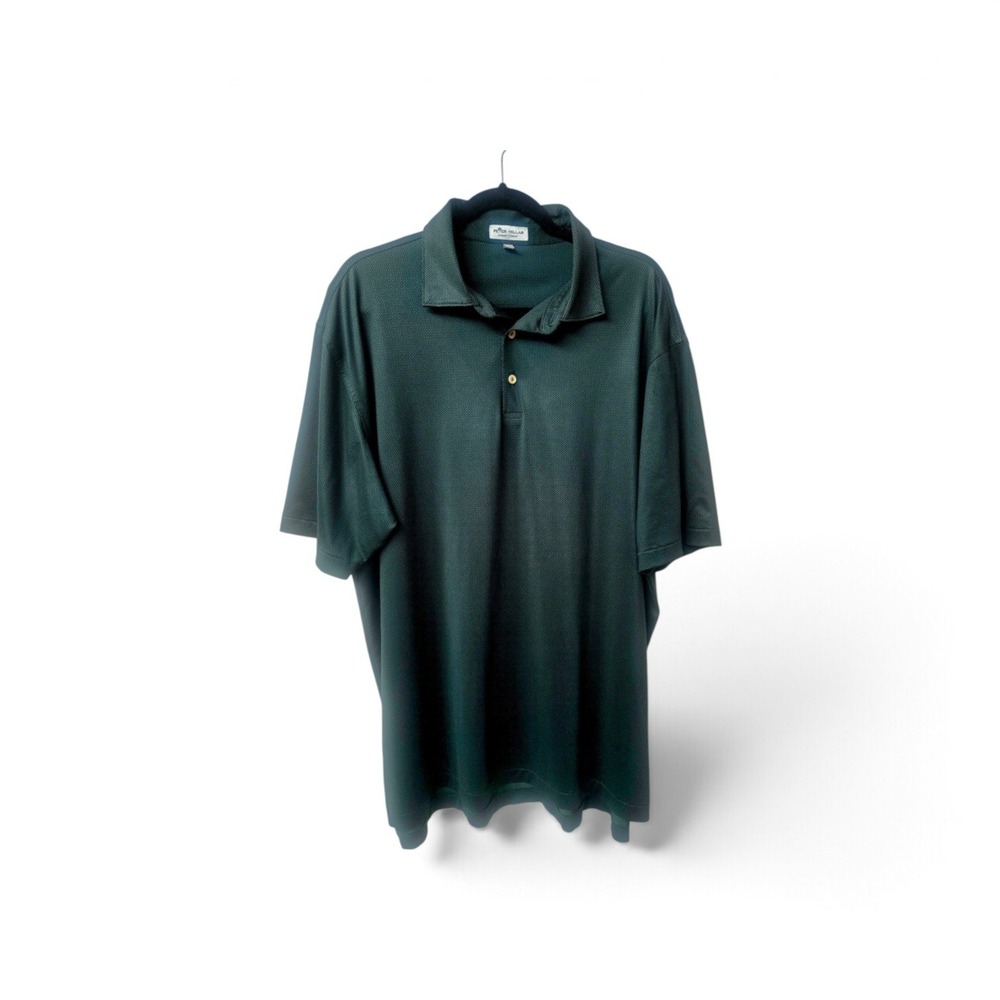 Peter Millar Summer Comfort Mens XL Green Honeycomb Print Performance Polo Shirt